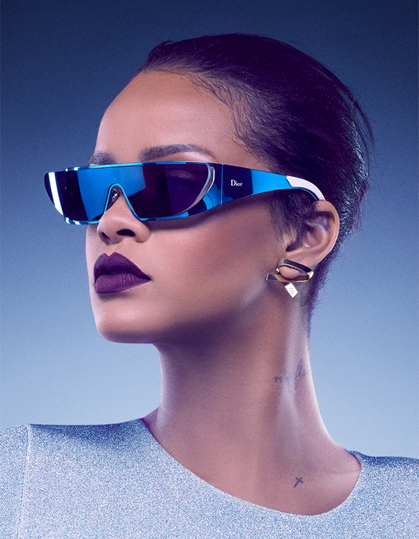 Rihanna wearing frames from her Dior sunglass collaboration.